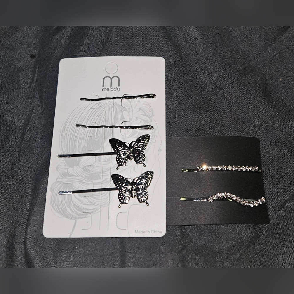 Silver Butterfly Hair Clips With Rhinestone Hair Clips Bundle BNIB